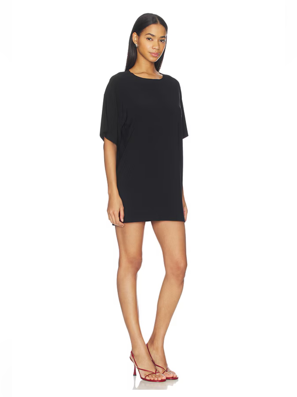 Norma Kamali Boxy Dolman Sleeve Mini Dress Black Size Large